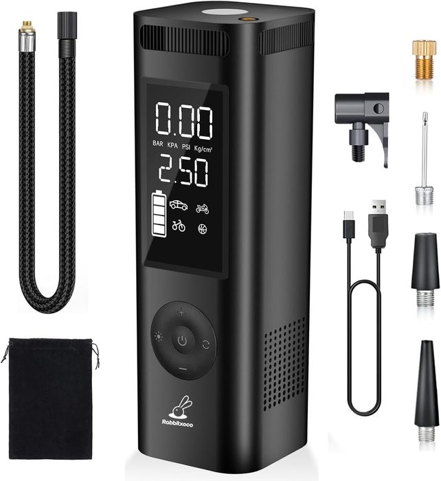 Преносим Компресор за Гуми, Цифрова Интелигентна Помпа Бързо Зареждане