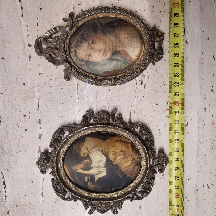 Set tablouri baroc vintage pictura pe matase naturala