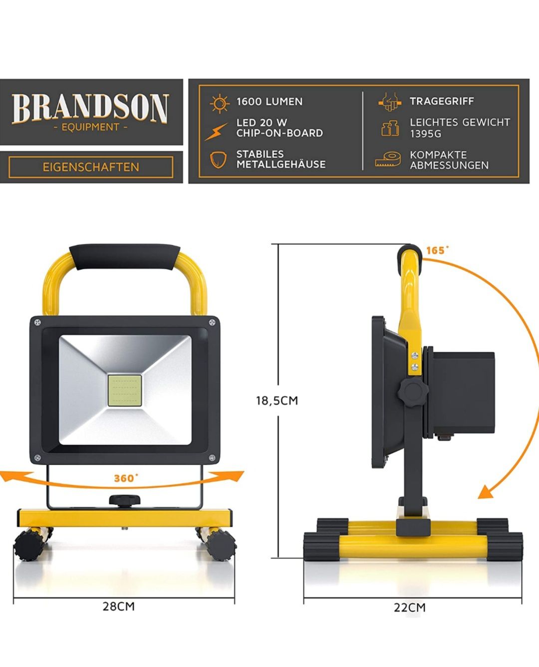 Brandson - Projector LED pentru constructii cu baterie