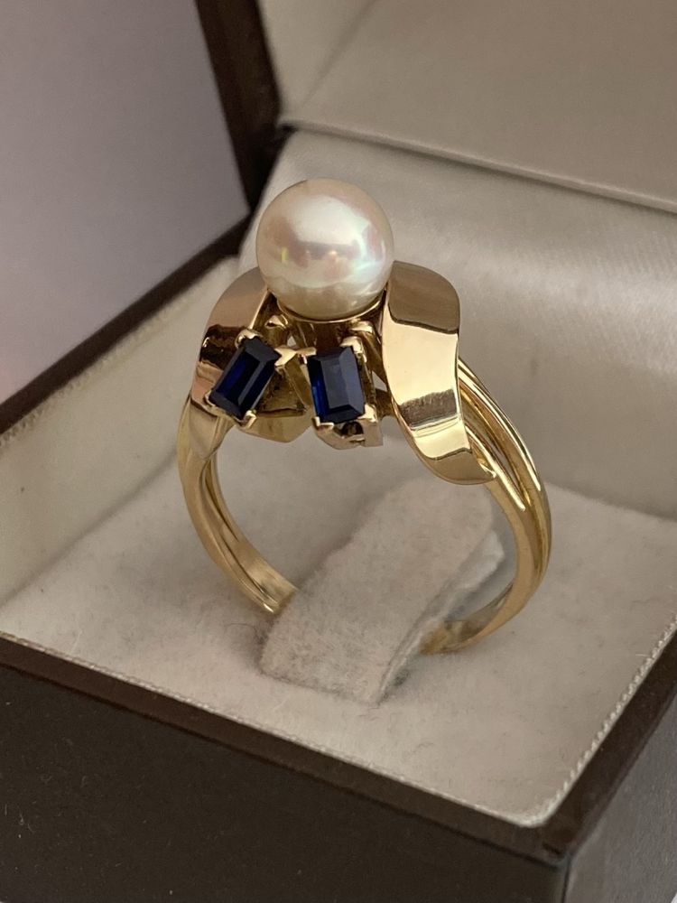 Inel aur 18kt.cu safire perla