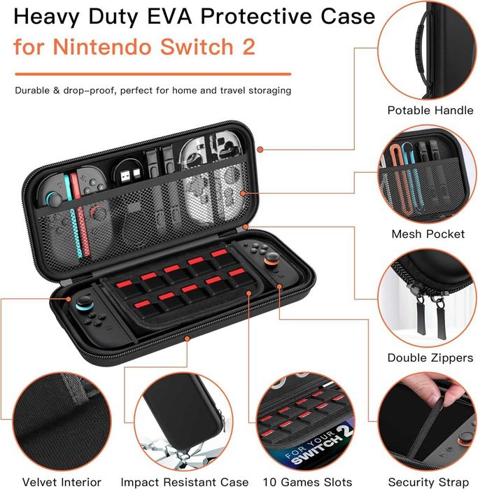 OCYEMY 20 в 1, калъф за носене и аксесоари за Nintendo Switch 2 (2025)