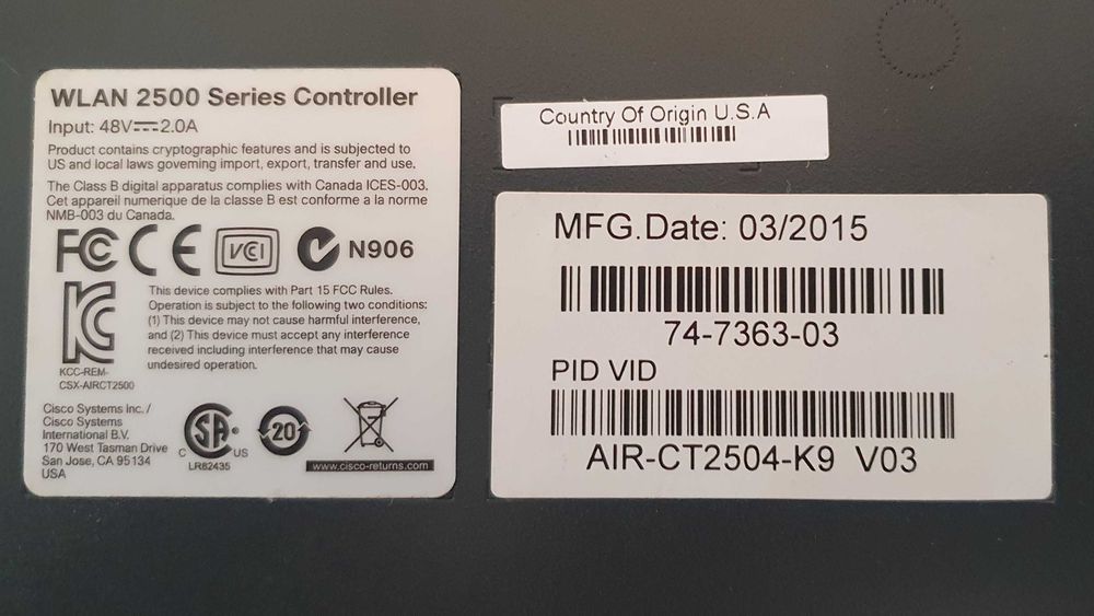 WiFi контролер CISCO WLC 2504