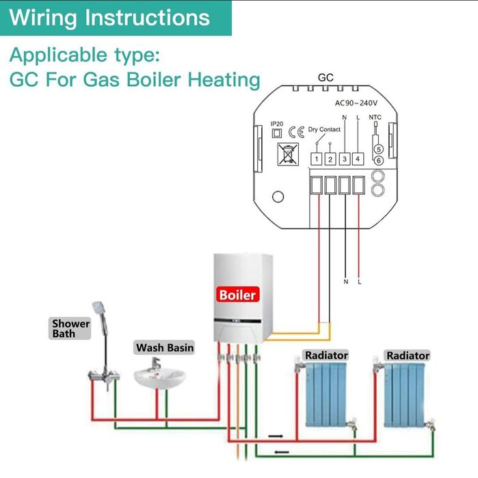 Termostat Techstar® Smart TH-20W, Wireless, 16A, 3500W, Google Home,!