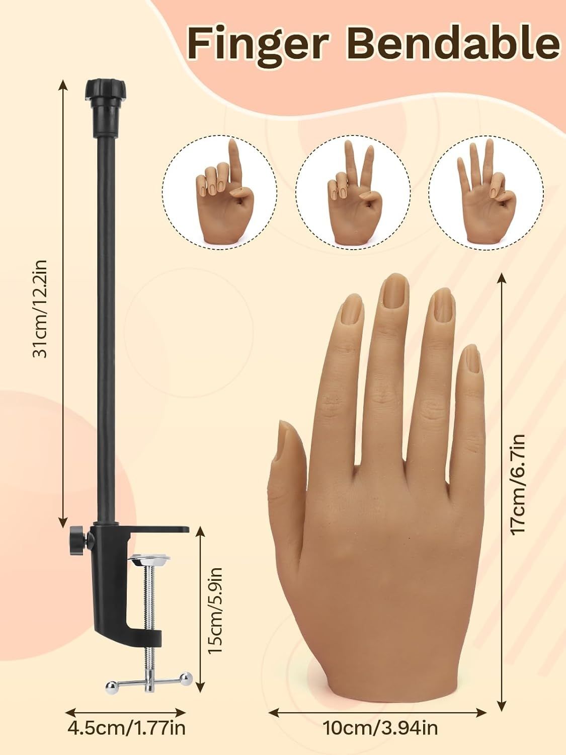 Изкуствена тренировъчна ръка за маникюр + 240 нокътя + стойка