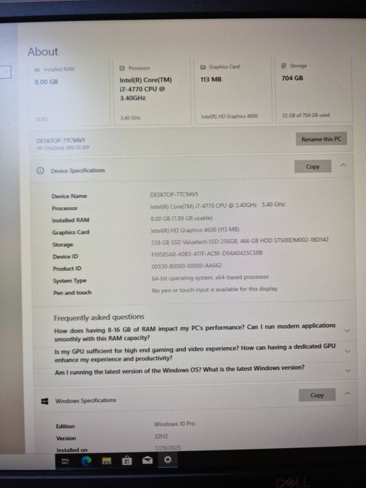 Calculator HP ElitDesk 800G1 SFF