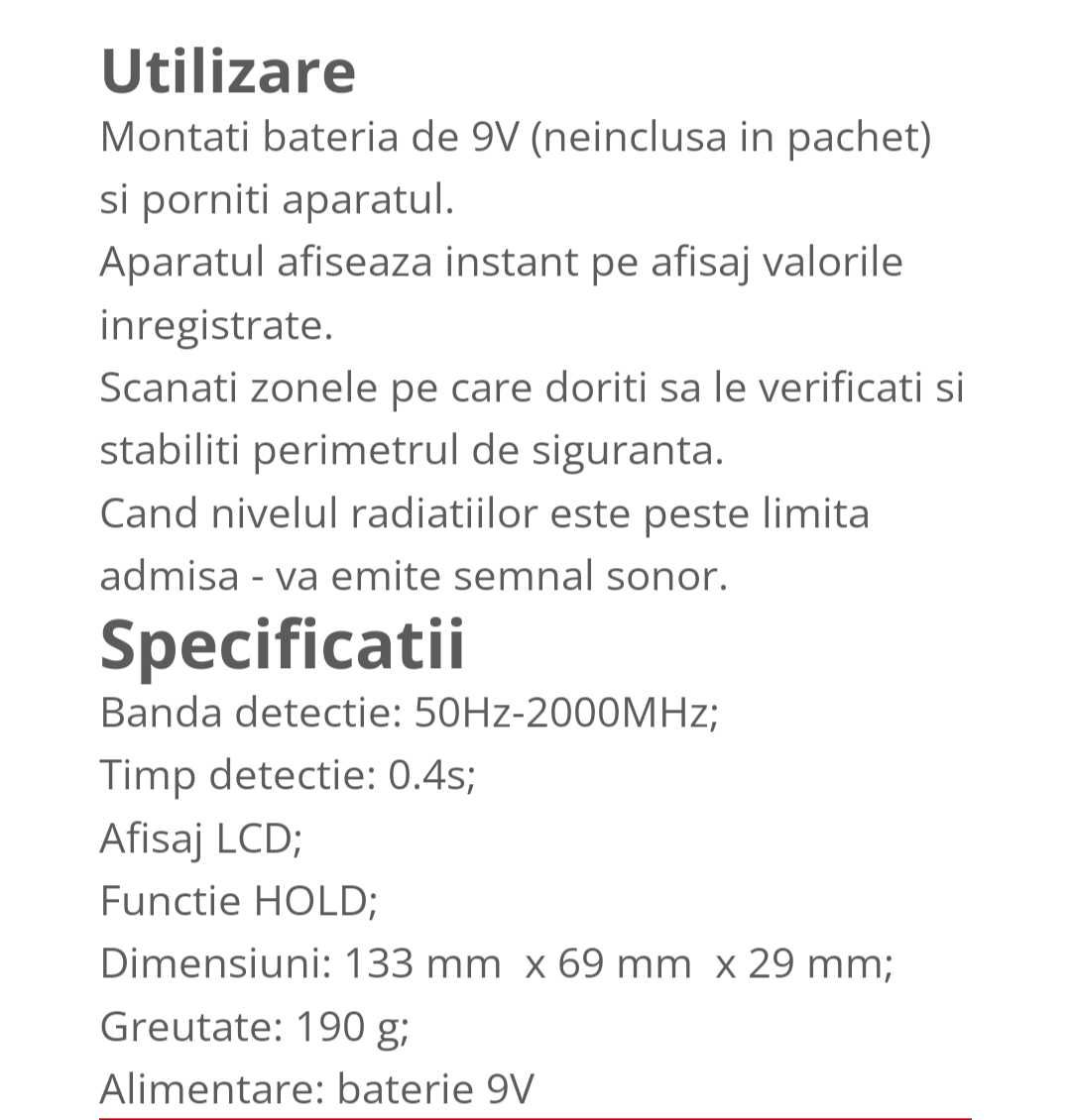 Detector radiații electromagnetice