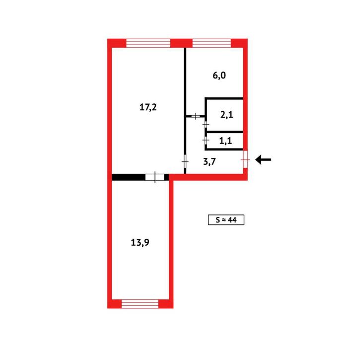 !  Продаю уютную 2-комнатную квартиру! 23 мкр.  1 этаж из 5