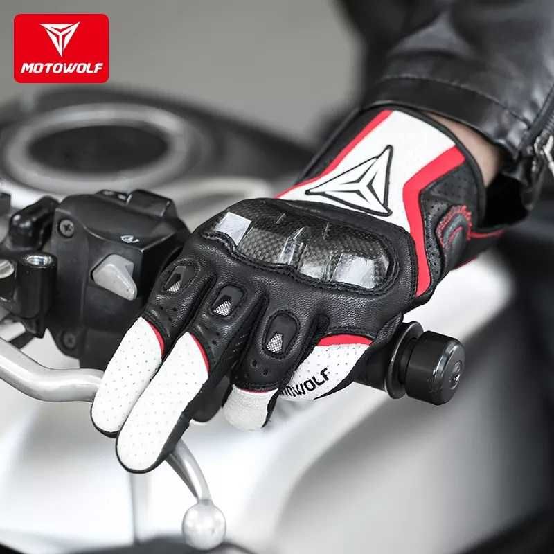 Manusi piele moto piele MotoWolf protectie carbon touchscreen