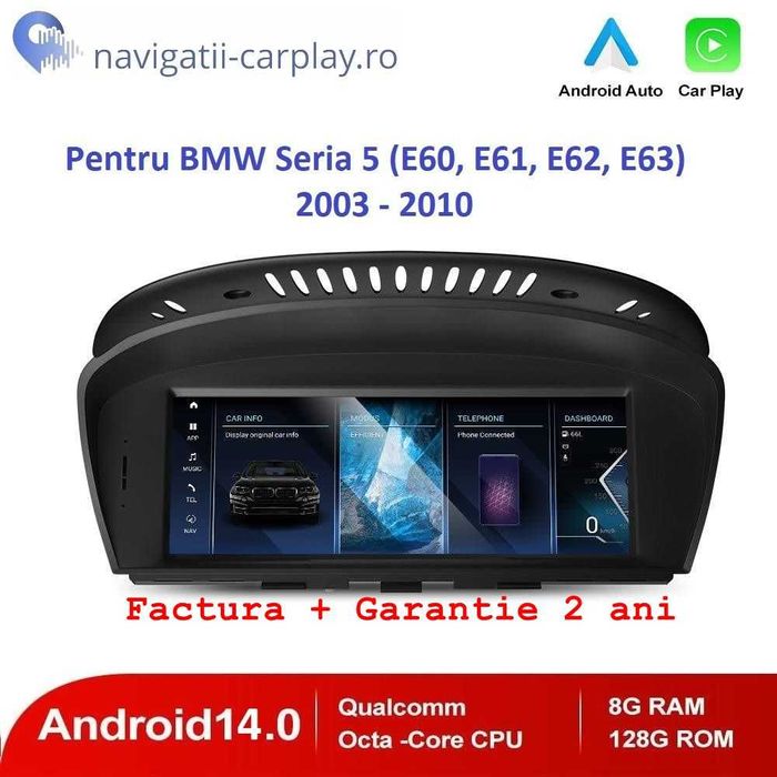 Navigatie Android BMW Seria 5 (E60, E61, E62, E63) cu unitate CCC, CIC