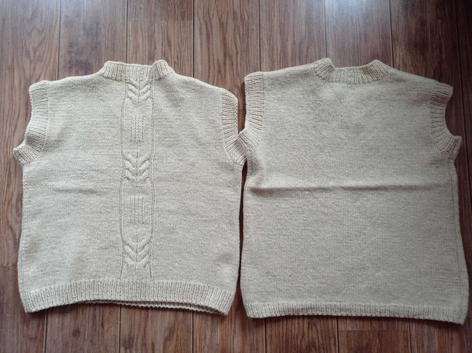 L/XL Чисто Ново Ръчно Плетиво 100% Вълна Мъжки Елек без Ръкави