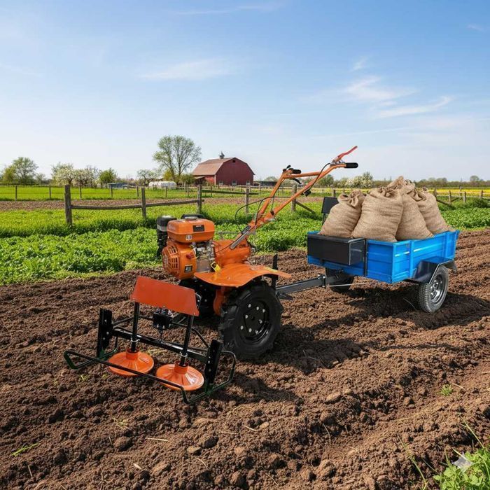 КОМПЛЕКТ Мотоблок QAZAR + тележка + роторная косилка для дачи и фермы