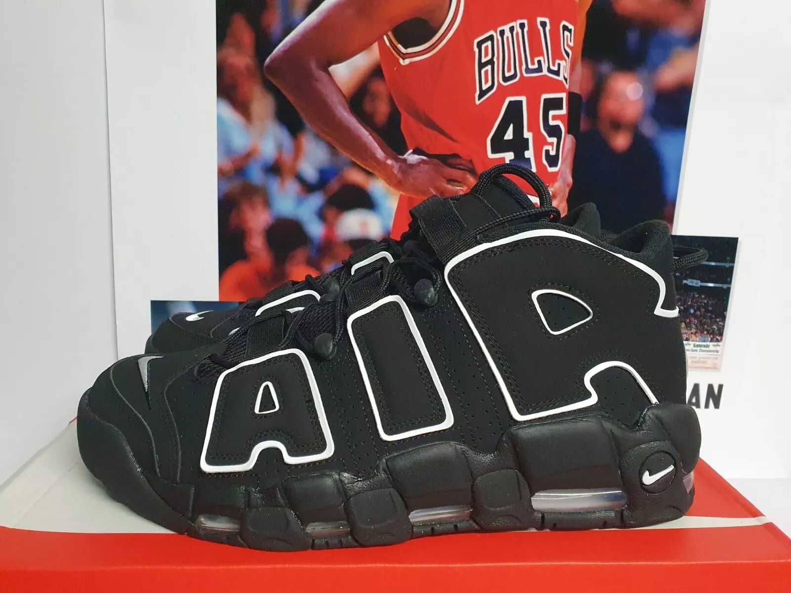Nike AIR MORE UPTEMPO Black White Adidasi