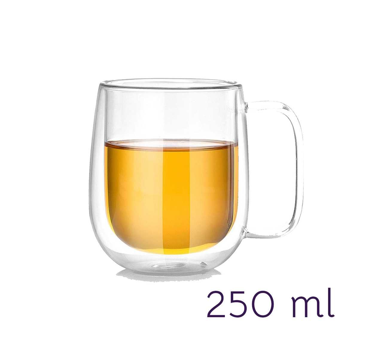 Термоустойчиви чаши с дръжка двойно дъно за кафе, чай, капучино 250 мл