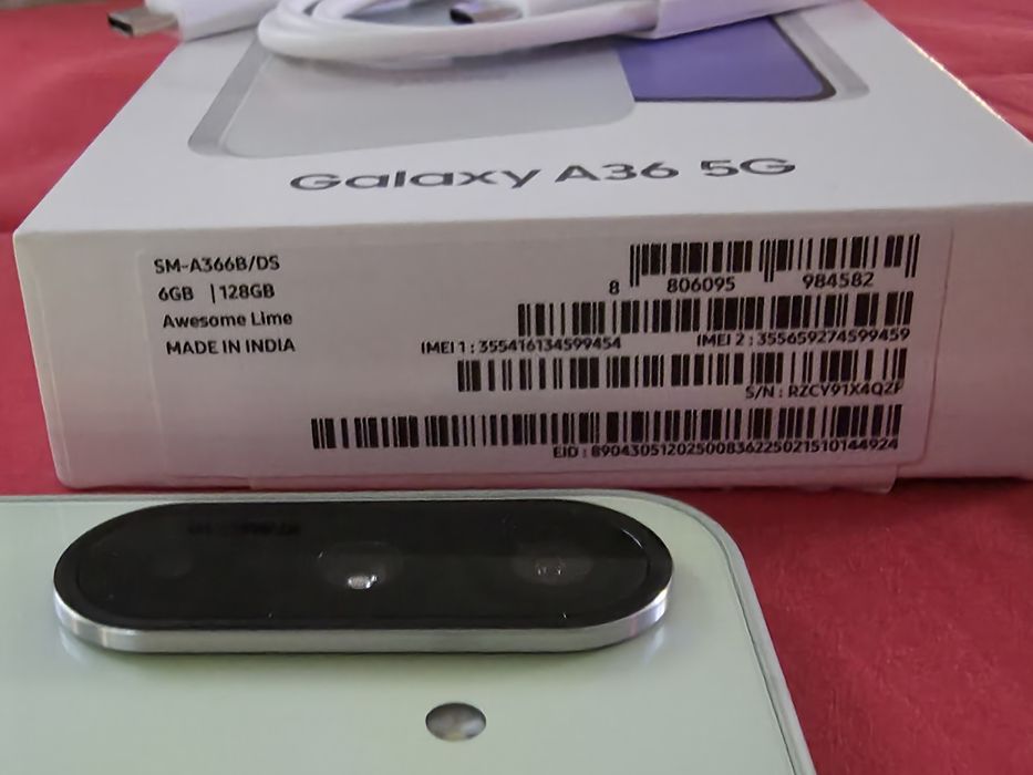 -Samsung A36-5G, Nou, 128Gb, 6Ram, 0 cicluri incarcare, nefolosit, Ver