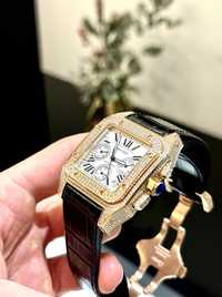 Cartier Santos 100XL Rosé Gold Full Diamond