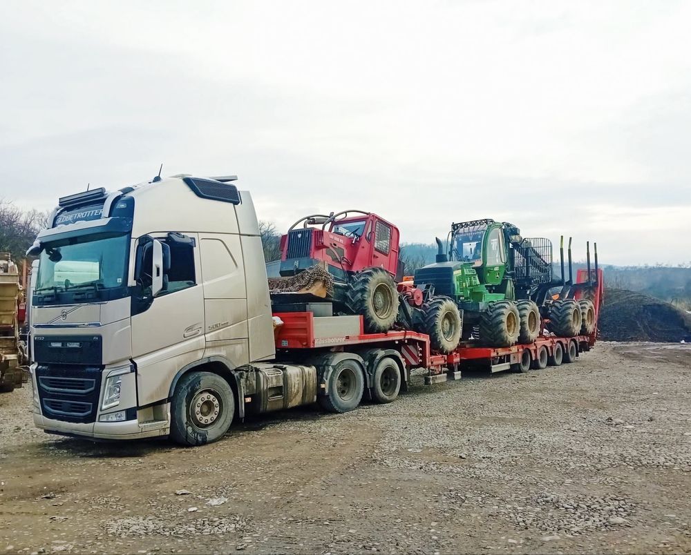Transport utilaje, transport cu trailer vola, excavator, tractor