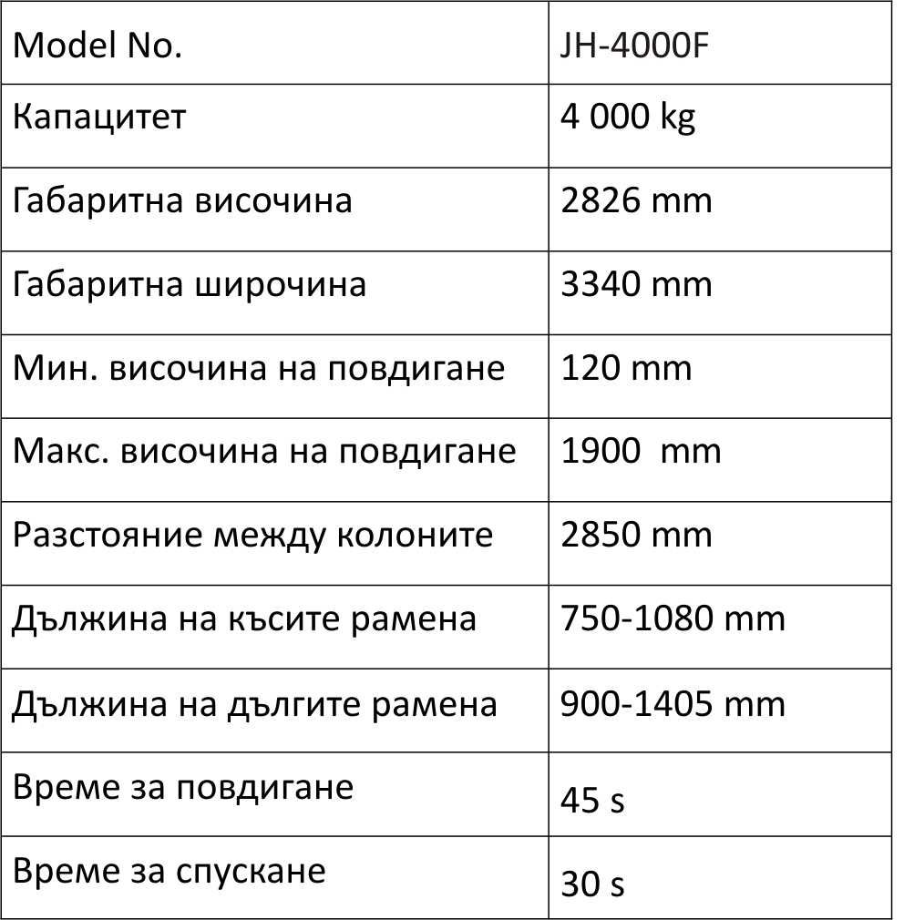 4т Подемник моноф. Negel4000F+анкери,4*85 мм адапт,2+3 ст.рамена