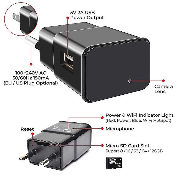 Incarcator Camera Ascunsa Spion Spy WiFi
