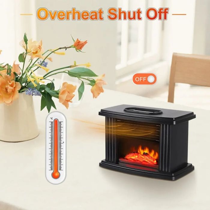 Мини електрическа камина 1000 W с естествен пламък BLACK FRIDAY -20%