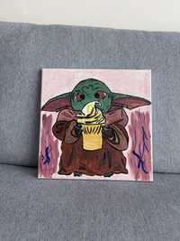 Картина „baby yoda-grogu“ -акрилни бои