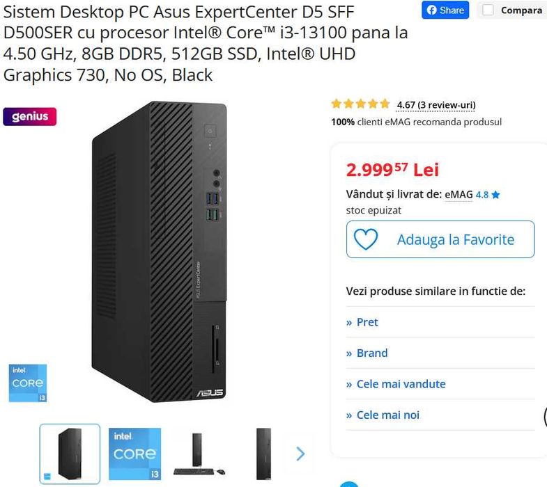 PC Asus ExpertCenter D5 SFF Windows 11 PRO