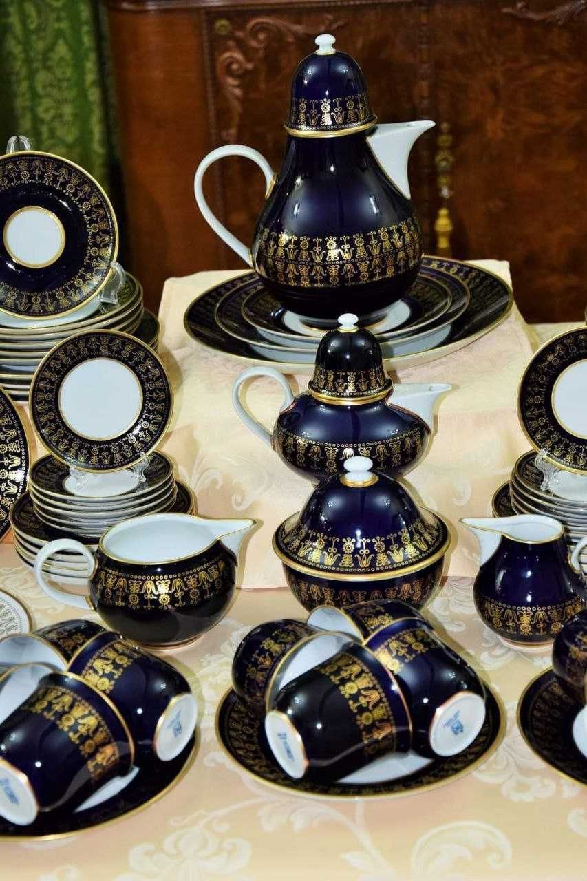 Старинный, немецкий фарфоровый сервиз "Ильменау". 12+12.