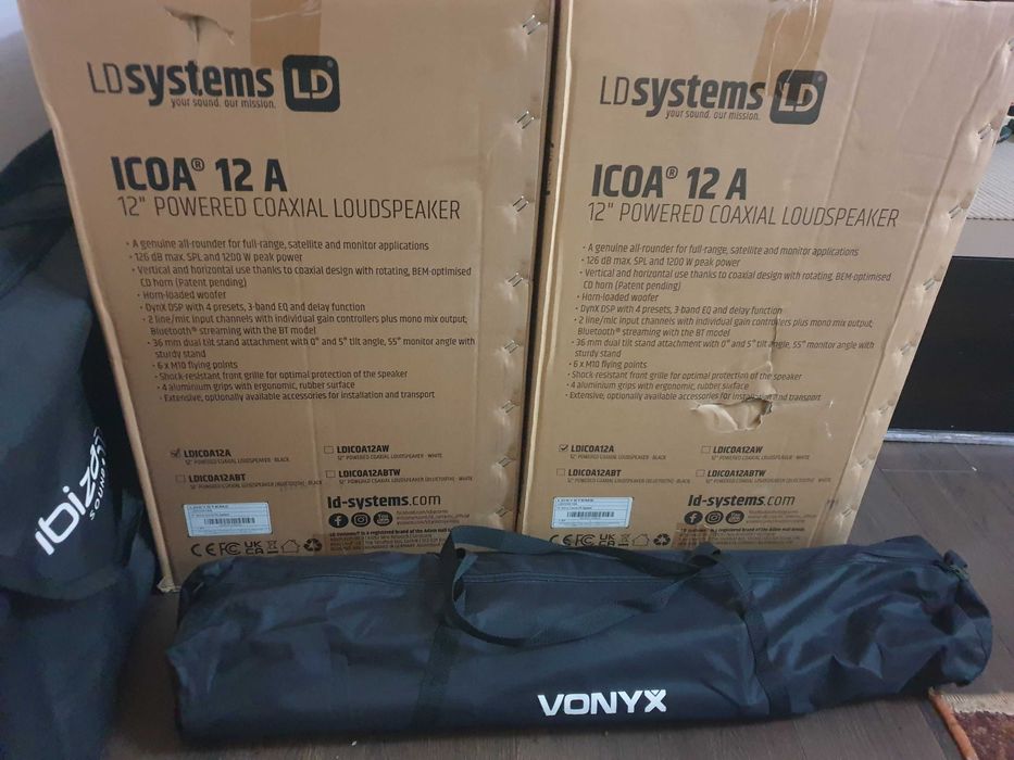 OFerta!! 2 Boxe LD Icoa 12 a + stative Noi in Cutii + Garantie ..