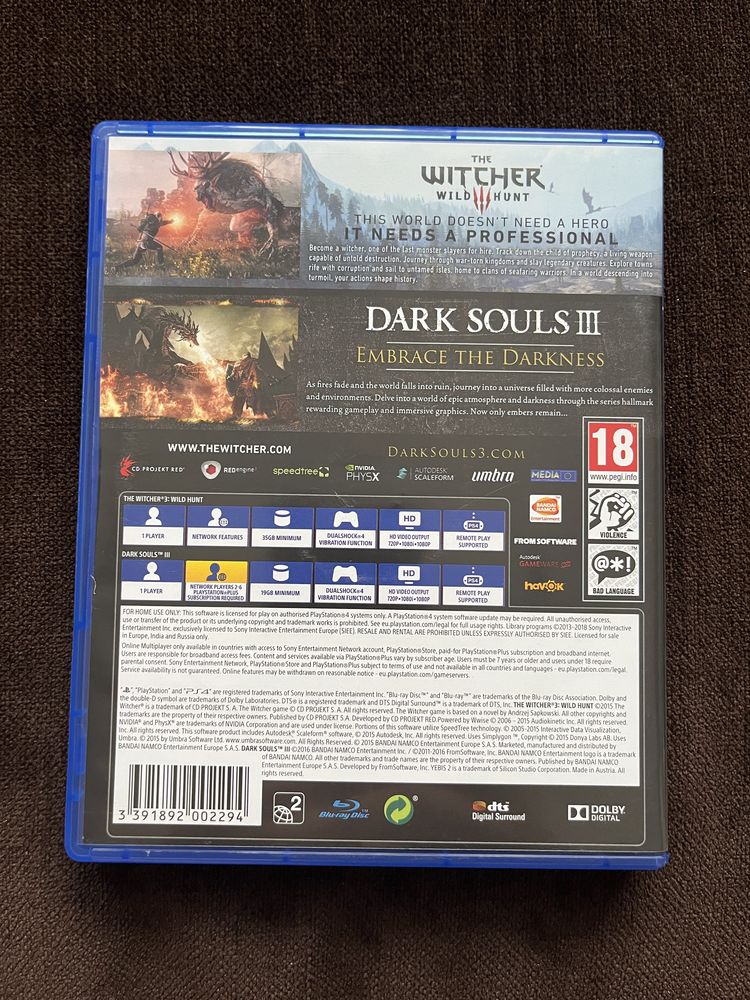 The Witcher 3 + Dark Souls 3 PS4