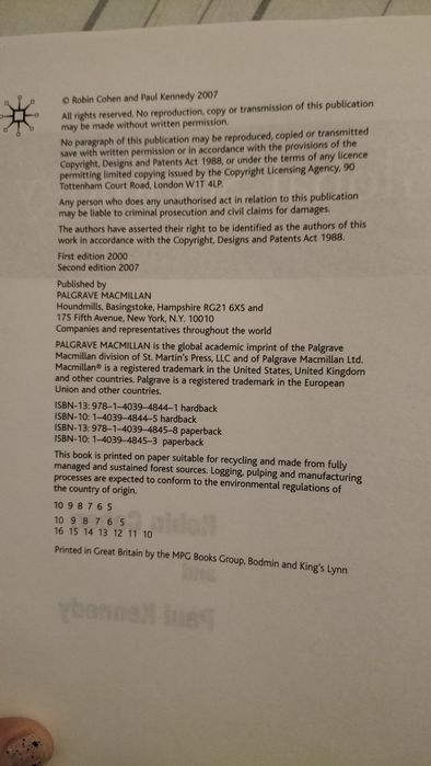 Global Sociology, Cohen and Kennedy, Palgrave Macmillan