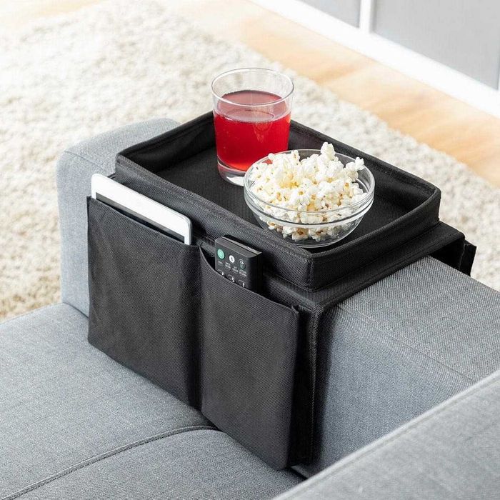 Organizator pentru canapea cu 6 buzunare depozitare negru 54 x 31 cm