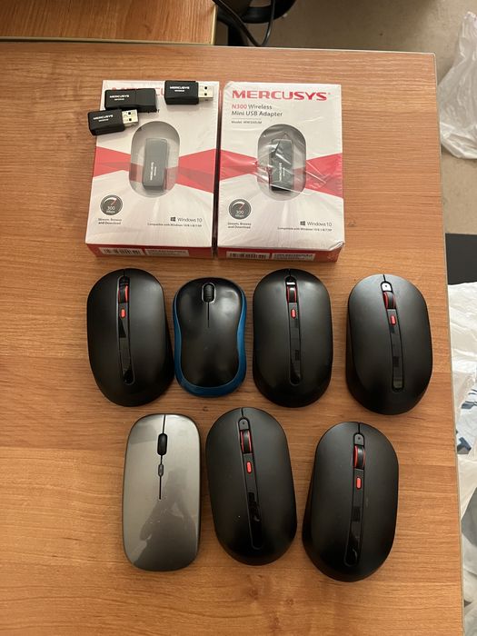Компьютерные мышки с ковриками и wifi адаптер