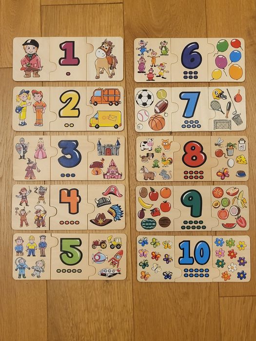 Puzzle lemn - invatam numerele  +  Domino lemn  - Playtive Junior