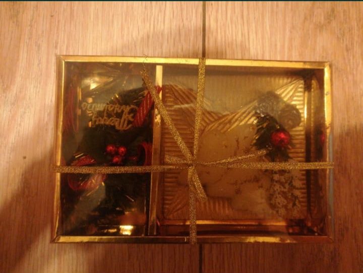 Подарочный новогодний рождественский набор со свечой