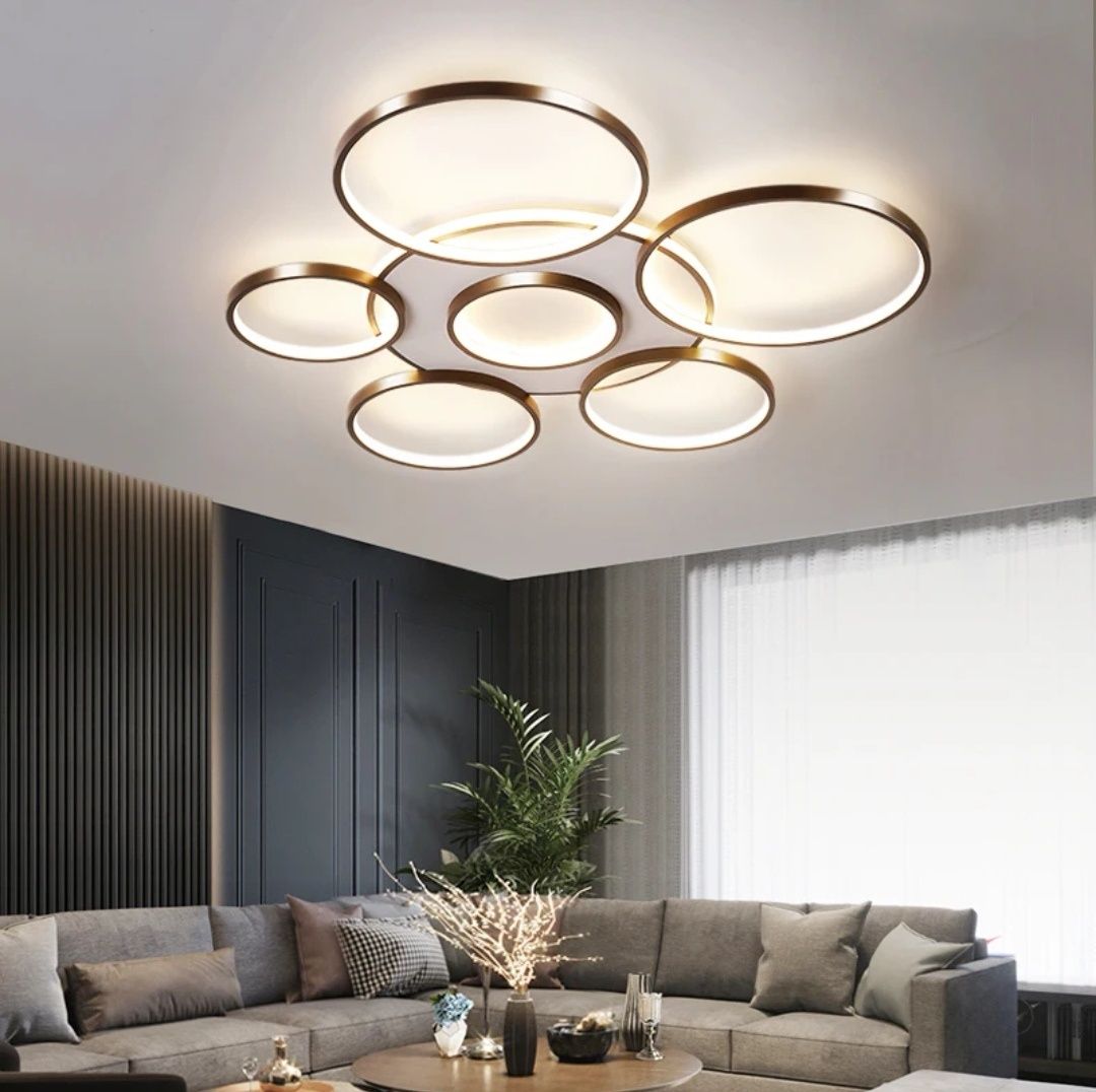 LED рингове кафеви 6+1 за таван с дистанционно 110 см, 106 W