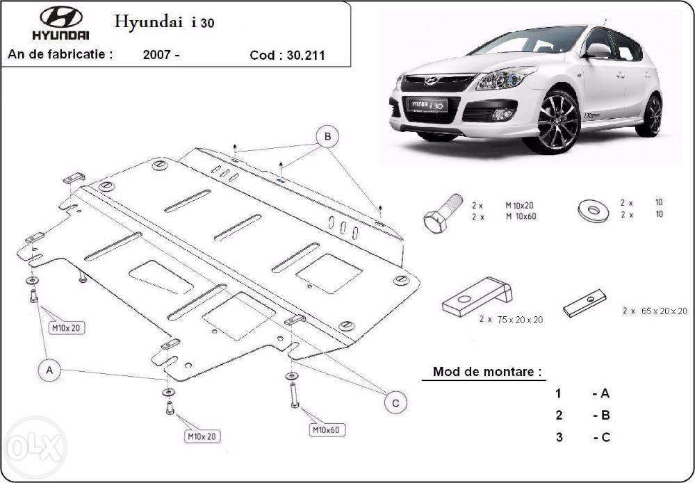 Scut metalic pentru motor Hyundai I30 2007-2011 - otel 2mm