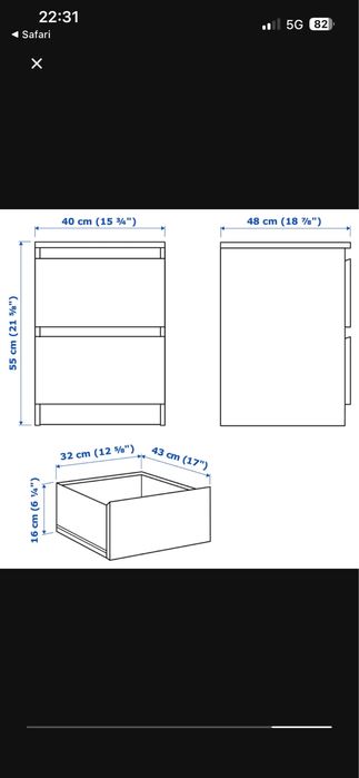 Comoda MALM alb mat IKEA