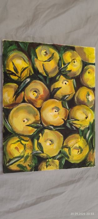 Уникални ръчно рисувани картини: "Слънчеви лимони" и "Дама с ветрило"