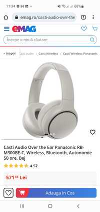 Casti Audio Over the Ear Panasonic RB-M300BE-C, Wireless, Bluetooth, A