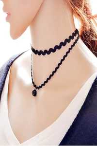 Choker Mystyle Fashion cu margea Black - Black Delux