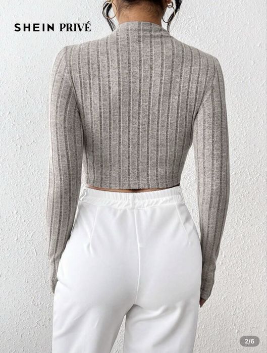 Сива блузка с дълъг ръкав