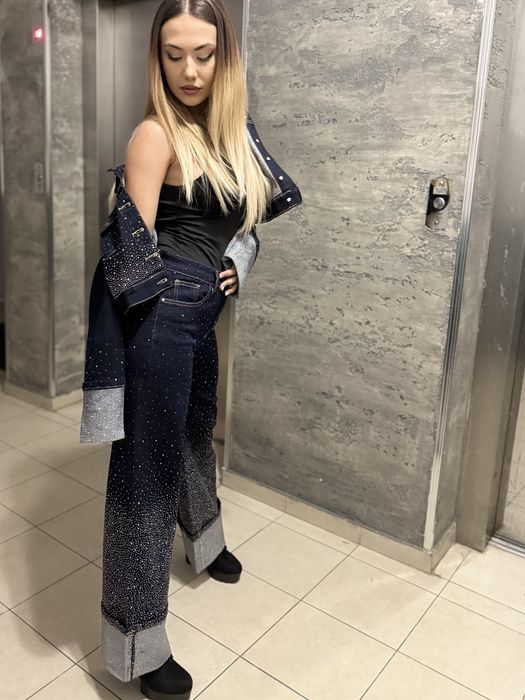 Сет дънки и дънково яке с камъни