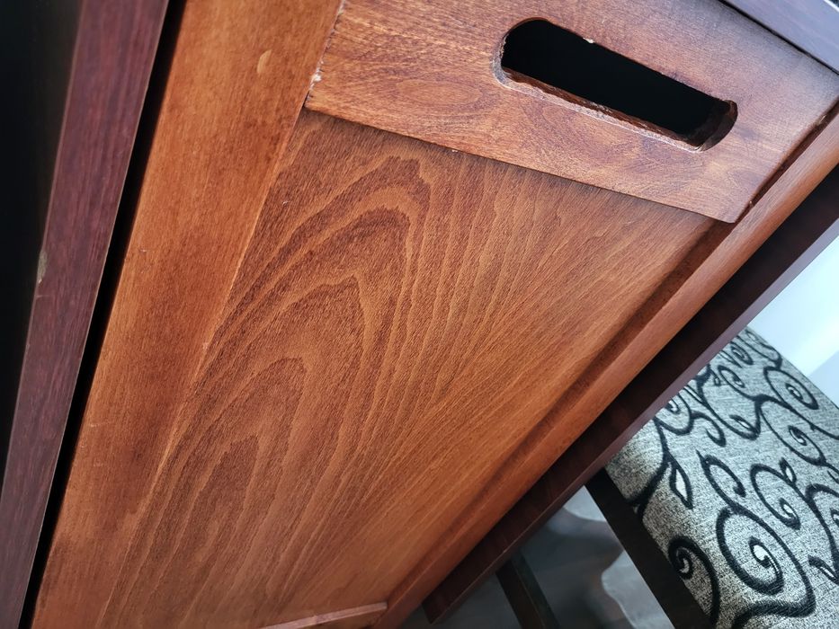 Set masa plianta lemn masiv cu 6 scaune culoare wenge