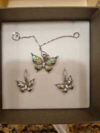 Сребърен комплект пеперуди