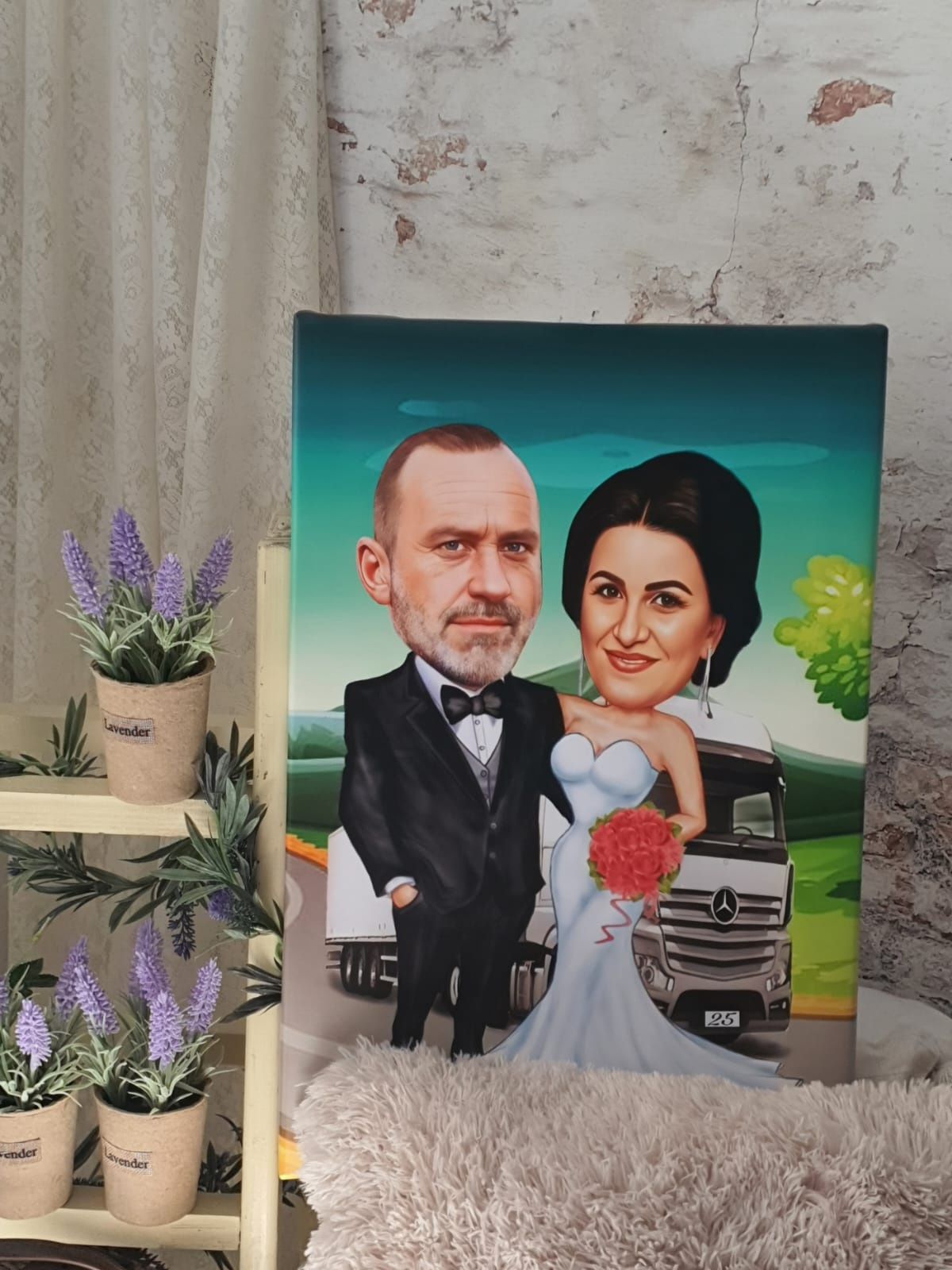 Caricaturi personalizate - Canvas-pânză/Ramă+hârtie foto