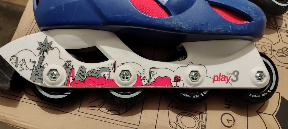 Детски Фитнес Ролери Play 3, Червено OXELO 34-36 номер