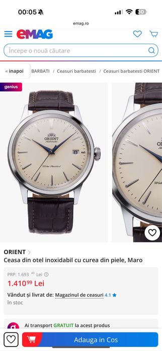 Ceas nou, in cutie, cu eticheta, Orient automatic.