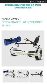 Hoverboard 6,5 inch, cu hoverkart (scaun), geantă, stare foarte bună.