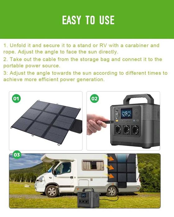 Foldable Solar Panel 200 W Solar Charger Waterproof and Dustproof High