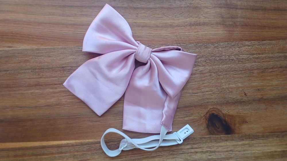 Розова и черна панделка за яка, имитиращи сатен