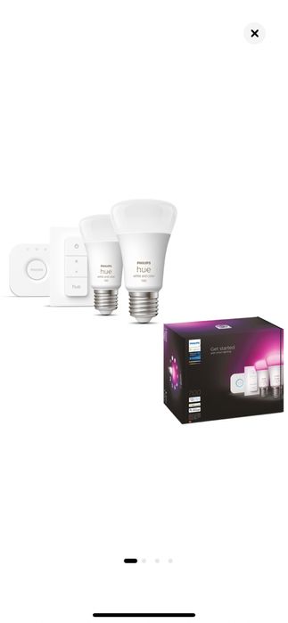 Pachet kit baza 2 becuri LED RGB Phillips,Hue,Blietooth,Zigbee